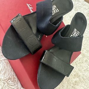 Salvatore Ferragamo sandals intact heals barely use